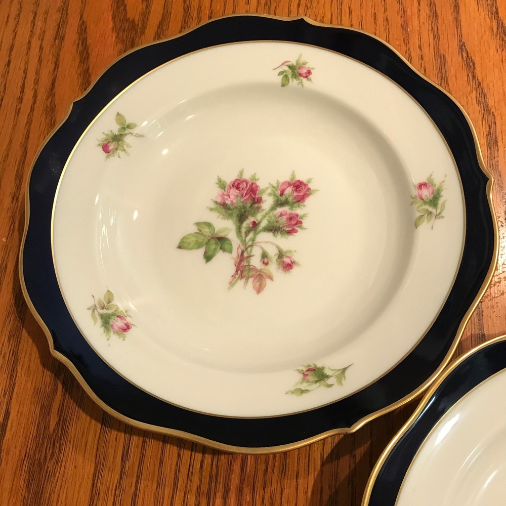 Rare‎ Vintage Lindner Kueps Bavaria Two Shallow Bowls22K Gold Trim Porcelain